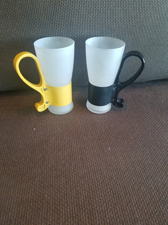 Vintage Frosted Ice Cream Float Glasses With Handle Etsy