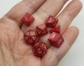 Dés Mini Dnd rouge nacré de 10 mm, dés de jeu polyédriques, jeu de dés DnD, dés RPG, dés D et D, jeu de dés 7 DnD, dés 10 mm,