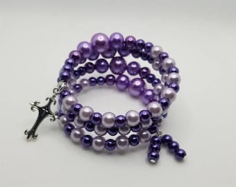 Orthodox prayer bracelet, Orthodox Chotki, 100 bead, Orthodox Christian prayer bracelet, memory wire, multi-loop, purple, religious
