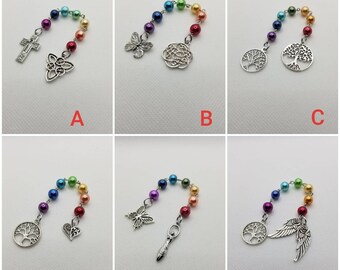 Unitarian Universalist prayer beads, 7 Principles of UU, prayer aid, rainbow prayer strand, UU chaplet, chakra colors, chakra healing, 8mm