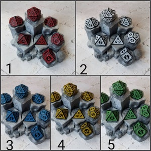 Dnd dice set, ornate polyhedral gaming dice, DnD dice, RPG dice set, large polyhedral dice, 7 piece dice set, beautiful colors and design