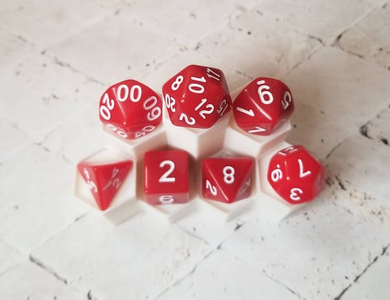 10 Dados Poliédricos De 10 Caras En Rojo | Acrílico Duradero | Juego De Dados Para Mesa RPG Y Educativo
