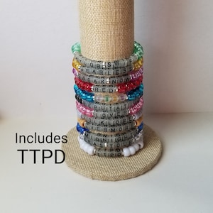 Sets of 12 friendship bracelets, beaded T Swift bracelets, Eras tour friendship bracelets, swappable concert bracelets, including TTPD