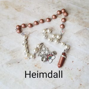Heimdall prayer beads, Norse God Heimdall prayer beads, hand-wired, beautiful beads, silver-toned charms, Norse, Asatru, pagan