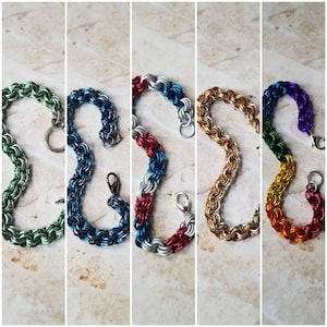 Chain maille bracelet, 3 in 3 weave, chainmaille jewelry, handmade bracelet, chainmaille  bracelet, anodized aluminum rings, beautiful gift