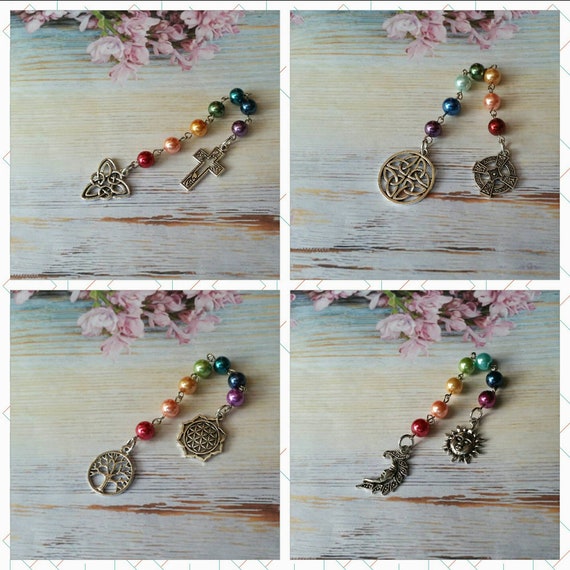 Unitarian Universalist prayer beads, 7 Principles of UU, prayer aid, rainbow prayer strand, UU chaplet, chakra colors, chakra healing, 8mm