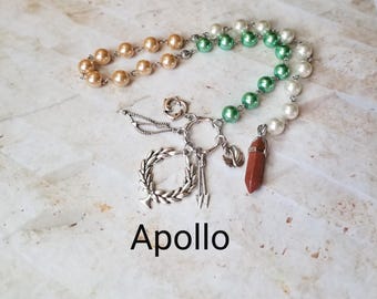 Contas de oração de Apolo, contas de oração do deus grego Apolo, feitas à mão, lindas contas, pingentes prateados, gregos, pagãos
