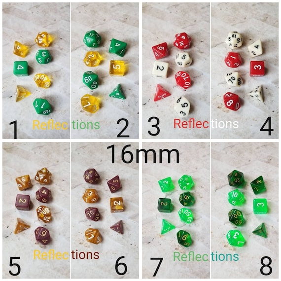 Reflections dnd dice, curated set, polyhedral dice, DnD dice set, RPG dice, D and D dice, gaming dice, set of 7 dice, hand picked sets