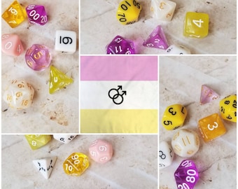 Twink flag 16mm dnd dice, hand chosen, curated set of polyhedral gaming dice, DnD dice set, RPG dice, LGBTQ dice