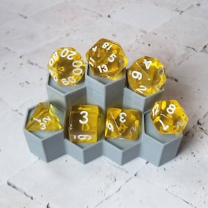 Translucent yellow 16mm dnd dice, polyhedral gaming dice, DnD dice set, RPG dice, gaming dice, set of 7 DnD dice, polyhedral dice set