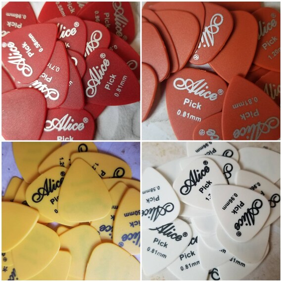 Destash guitar picks, guitar plectrums, Alice solid guitar picks, matte finish, x 20, choice of four colors, destash Alice guitar picks
