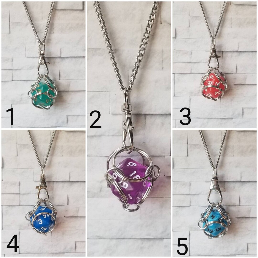 Captive Dice Jewelry, Removable D20 Necklace, Dice Jail Necklace, Dnd