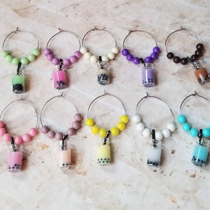 Wine charms x 10, glass markers, wine charms, cup charms, bottle marker, drink marker, bubble  tea wine charms, boba wine markers