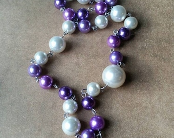 UU prayer beads, Unitarian Universalist prayer beads, stainless steel, multicolor purple and ivory glass pearls, UU chaplet, UU prayer aid