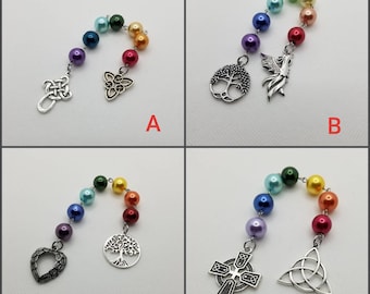 Unitarian Universalist prayer beads, 7 Principles of UU, prayer aid, rainbow prayer strand, UU chaplet, chakra colors, 12mm beads