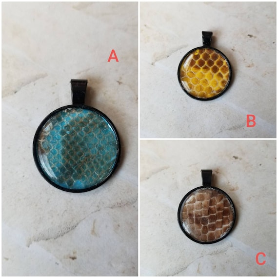 Snake shed jewelry, snake shed pendant, snakeskin necklace, cruelty free snake shed jewelry, snake shed behind glass or silicone,unique gift