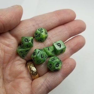 Pearly green 10mm Mini Dnd dice, polyhedral gaming dice, DnD dice set, RPG dice, D and D dice, set of 7 DnD dice, 10mm dice,