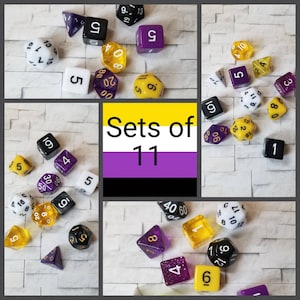 Sets of 11 Nonbinary Pride flag 16mm dnd dice, hand chosen, curated polyhedral dice, DnD dice set, RPG dice, Enby pride