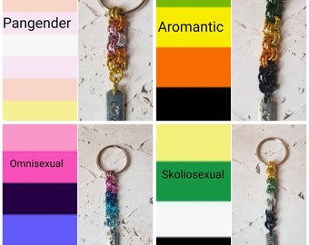LGBT Pride keychain, chain maille, pride flag colors keychain, flag keychains, LGBTQ pride, LGBT keychain, gender, sexuality, 16 choices