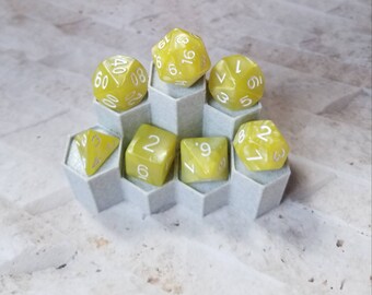 Pearly yellow 16mm dnd dice, polyhedral gaming dice, DnD dice set, RPG dice, D and D dice, D and D dice, gaming dice, set of 7 DnD dice