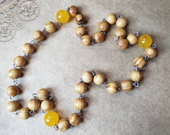 Orthodox prayer beads, Orthodox Chotki, Olive wood beads, butterscotch Malay jade beads,  stainless steel, Chotki, Komboskini, hand-wired