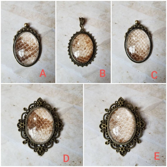 Snake shed jewelry, snake shed pendant, snakeskin necklace, cruelty free snake sheds, Boa Constrictor shed jewelry, Boa shed skin pendant