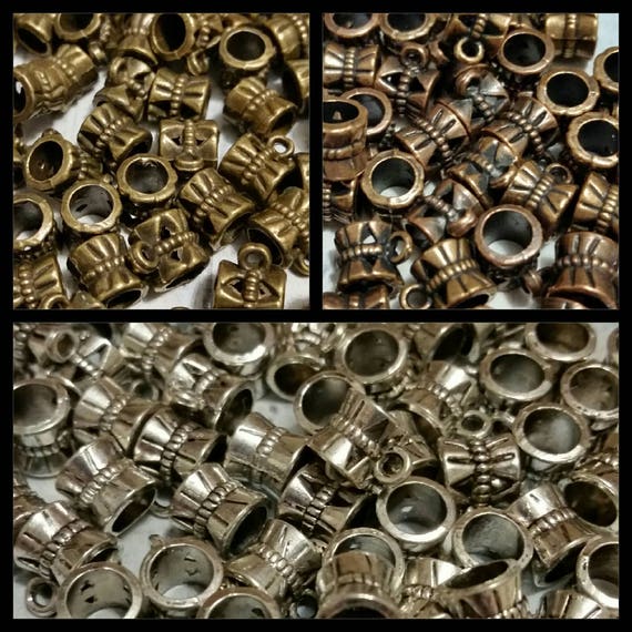 Destash, bails, silver, bronze, or copper toned metal bow shaped jewelry bails x 20, choice of three
