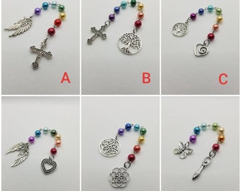 Unitarian Universalist prayer beads, 7 Principles of UU, prayer aid, rainbow prayer strand, UU chaplet, chakra colors, chakra healing, 8mm
