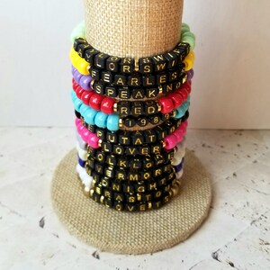 Sets of 12 friendship bracelets, beaded Swiftie bracelets, Eras themed friendship bracelets, stretchy bracelets, swappable concert bracelets