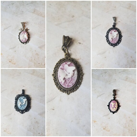 cameo pendant, cameo necklace, butterfly cameo pendant, butterfly cameo jewelry, hummingbird cameo pendant, hummingbird cameo jewelry