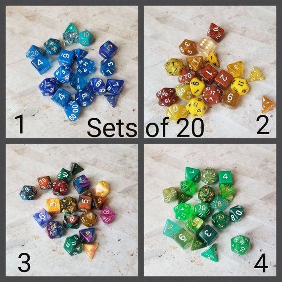 Sets of 20 dnd dice, polyhedral gaming dice, DnD dice set, RPG dice, D and D dice, gaming dice, expanded set of dnd dice