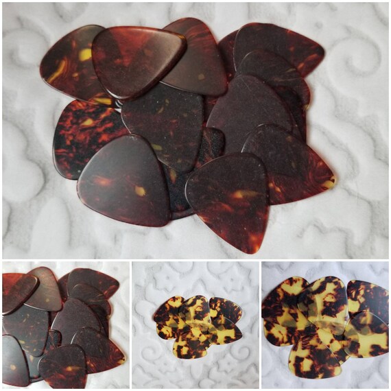 Destash guitar picks, guitar plectrums, pearl guitar picks, tortoiseshell, destash guitar plectrums, generic picks, x 20, assorted or thick
