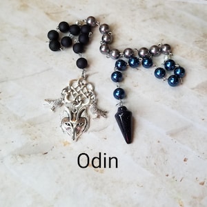 Odin prayer beads, Norse God Odln prayer beads, hand-wired, beautiful beads, silver-toned charms, Norse, Asatru, pagan
