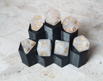 Glittery pearl white 16mm dnd dice,gaming dice, DnD dice set, RPG dice, dnd dice, gaming dice, set of 7 DnD dice, two toned dice