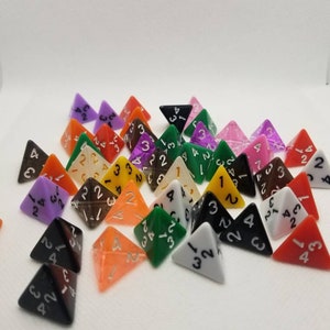 D4 Acrylic Digit Red and Black 4 Sided Dice X2 
