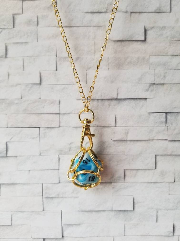 Gold captive dice jewelry removable d20 necklace dice jail Etsy