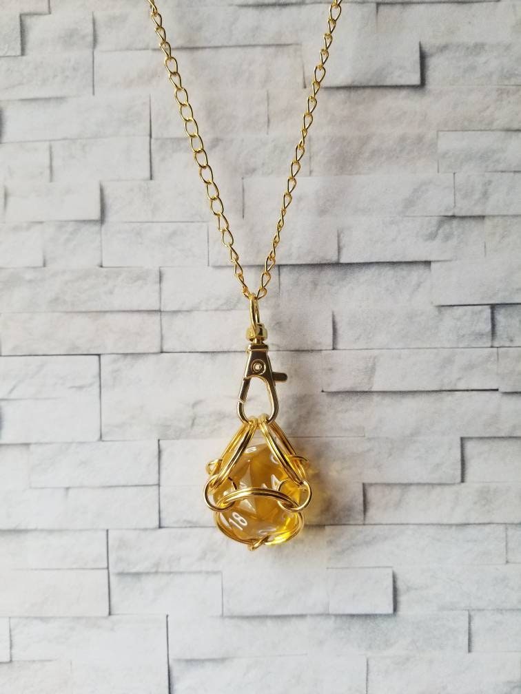 Gold captive dice jewelry removable d20 necklace dice jail Etsy
