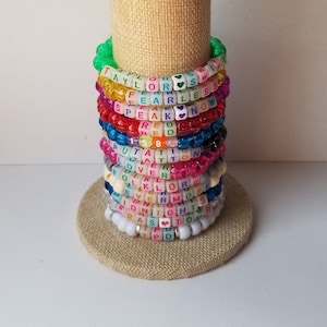 Sets of 12 friendship bracelets, beaded T Swift bracelets, Eras tour friendship bracelets, swappable concert bracelets, including TTPD