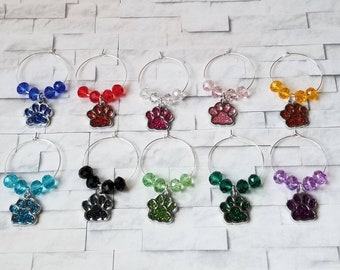 Wine charms x 10, glass markers, wine charms, cup charms, bottle charms, wine glass charms, beverage markers, kitten paw wine charms