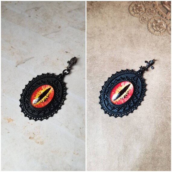 Dragon eye necklace, dragon eye pendant, fantasy necklace, glass dragon eye, red dragon eye, black and red eye jewelry, Goth necklace, ooak