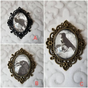 Raven pendant, photo behind glass, raven pendants, glass cabochon, photo jewelry,  photo jewelry, raven necklace, crow jewelry, bird pendant