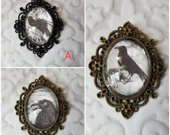 Raven pendant, photo behind glass, raven pendants, glass cabochon, photo jewelry,  photo jewelry, raven necklace, crow jewelry, bird pendant