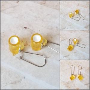 Whimsical earrings, kitschy earrings, ale earrings, beer mug earrings, beer earrings, stainless steel wires, beverage earrings,