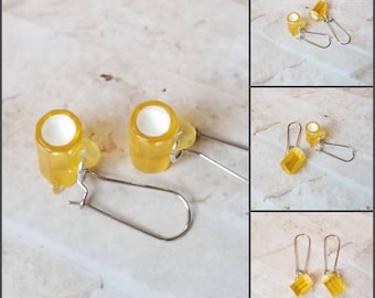 Whimsical earrings, kitschy earrings, ale earrings, beer mug earrings, beer earrings, stainless steel wires, beverage earrings,