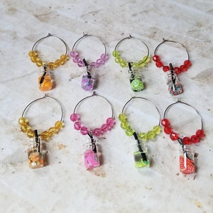 Wine charms x 8, glass markers, wine charms, cup charms, bottle marker, drink marker, fruit water charms, fruit drink wine charms