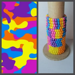 Camo Psychedelic Kandi bracelets, mixed bead bracelets, friendship bracelets,  bracelets, fashion bracelets, Camo friendship bracelets