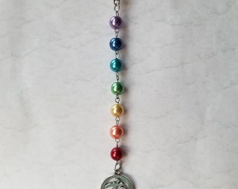 Chakra necklace, chakra jewelry, Om necklace, yoga necklace, yoga jewelry, meditation necklace, Reiki jewelry, rainbow necklace, Buddhist