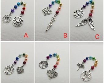 Unitarian Universalist prayer beads, 7 Principles of UU, prayer aid, rainbow prayer strand, UU chaplet, chakra colors, chakra healing, 8mm