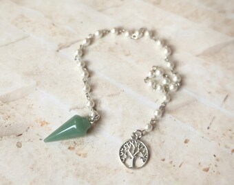 Beaded pendulum, divination, dowsing pendulum, gemstone pendulum, stainless steel, hand-wired, glass beadss, metal charm