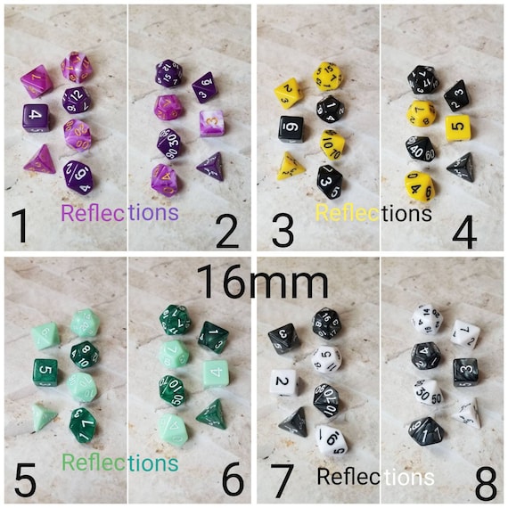 Reflections dnd dice, curated set, polyhedral dice, DnD dice set, RPG dice, D and D dice, gaming dice, set of 7 dice, hand picked sets